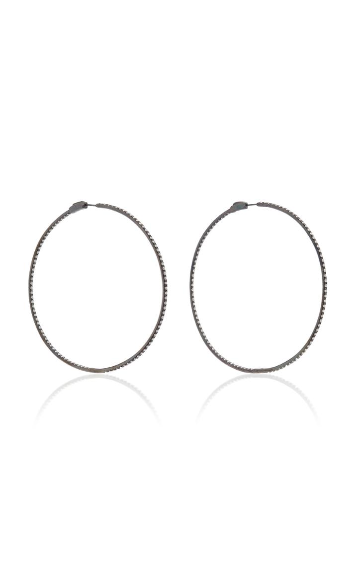 Lynn Ban Jewelry Black Rhodium-plated Silver And Diamond Hoop Earrings