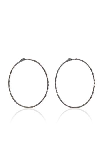 Lynn Ban Jewelry Black Rhodium-plated Silver And Diamond Hoop Earrings