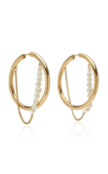Demarson Riley Pearl-embellished 12k Gold-plated Earrings