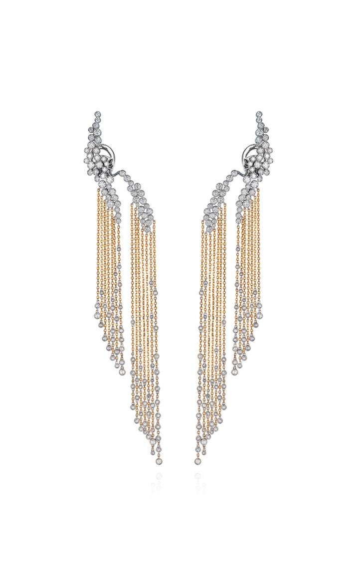 Mike Joseph White And Yellow Gold Chain Earring With White Diamonds