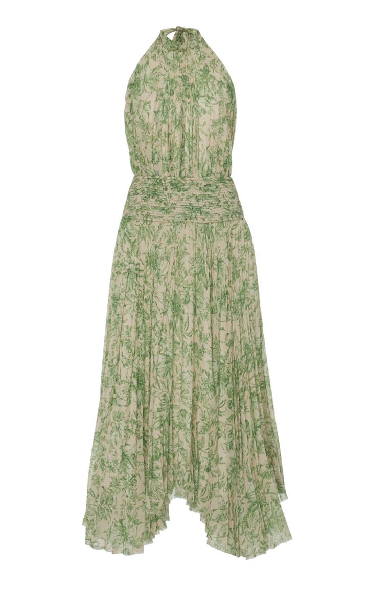 Amur Bibi Pleated Handkerchief-hem Midi Dress