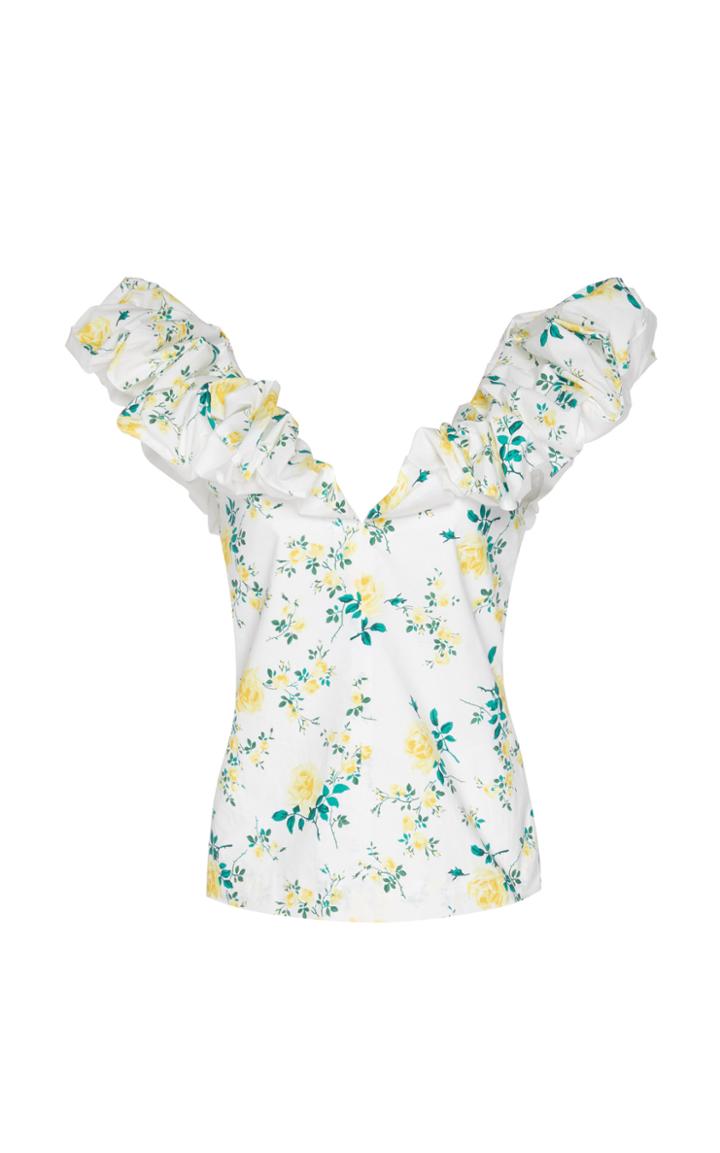 Philosophy Di Lorenzo Serafini Floral-patterned Cotton-poplin Top