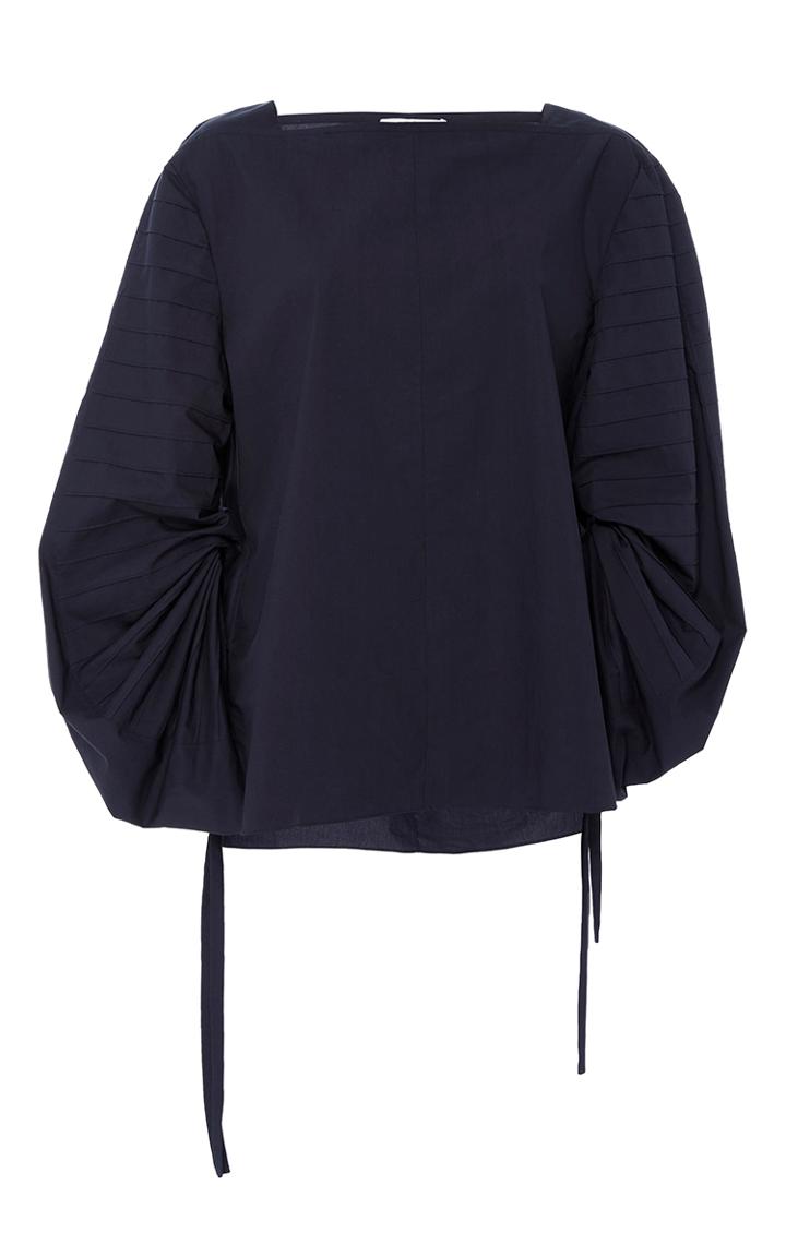 Tibi Poplin Sculpted Sleeve Top