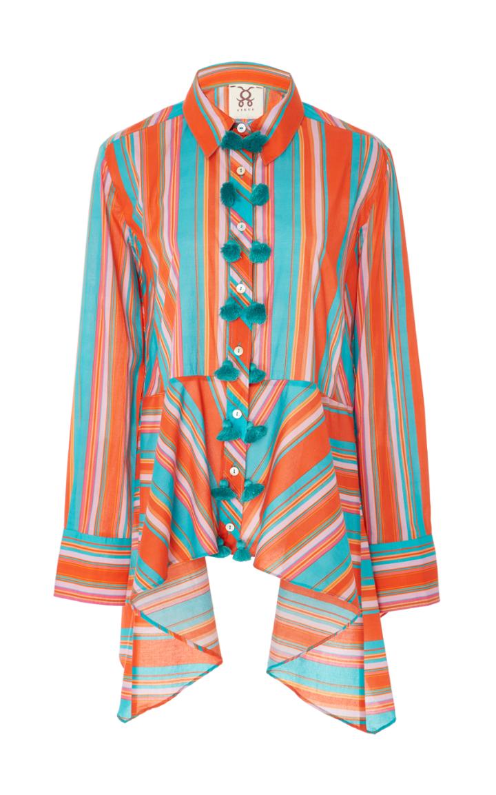 Figue Marta Asymmetric Button Up Peplum Top