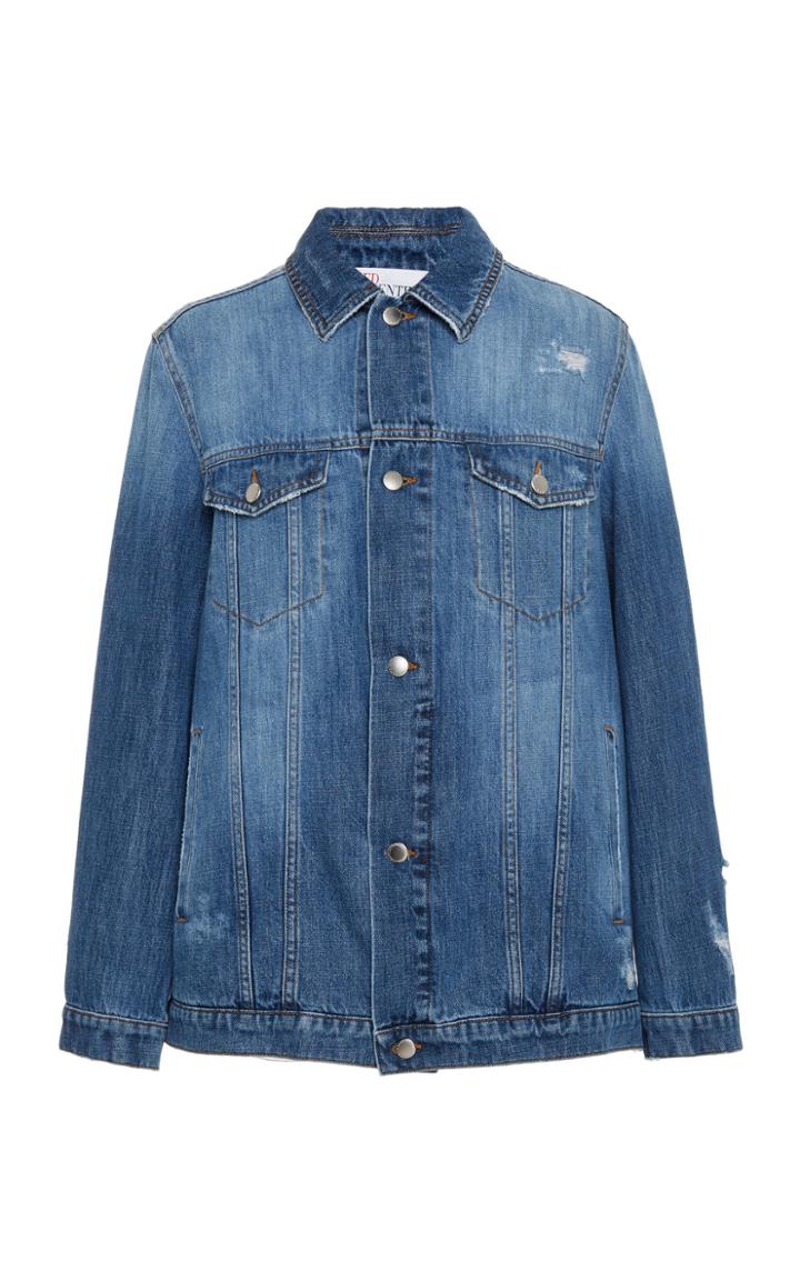 Red Valentino Pleated Denim Jacket