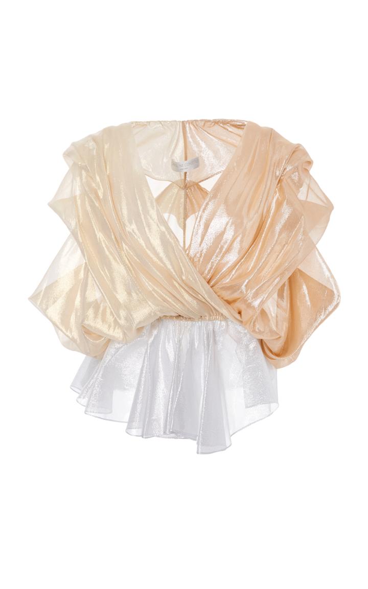 Caroline Constas Marcella Gathered Metallic Top
