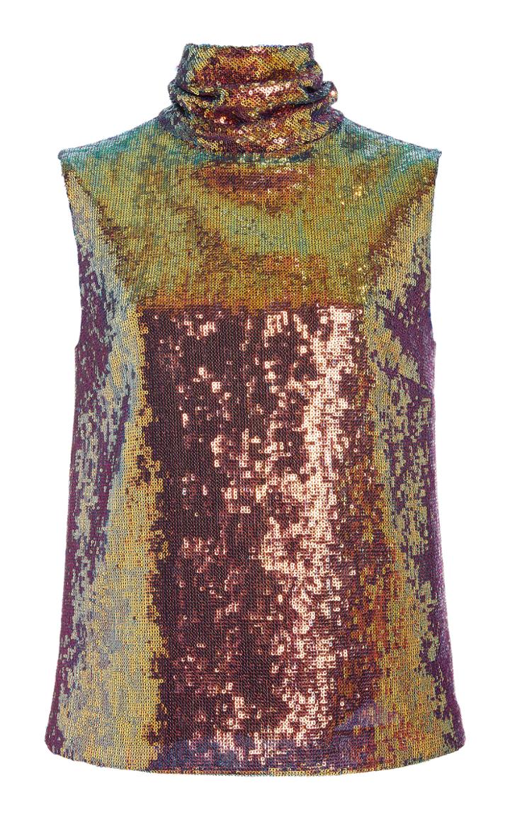 Moda Operandi Sally Lapointe Iridescent Sequin Draped Neck Tank