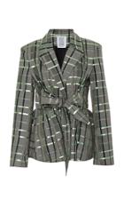 Rosie Assoulin Belted Plaid Wool-blend Blazer