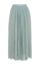 Oday Shakar Pleated Organza Tea Length Skirt