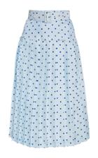 Rodarte Belted Pleated Polka-dot Silk Midi Skirt