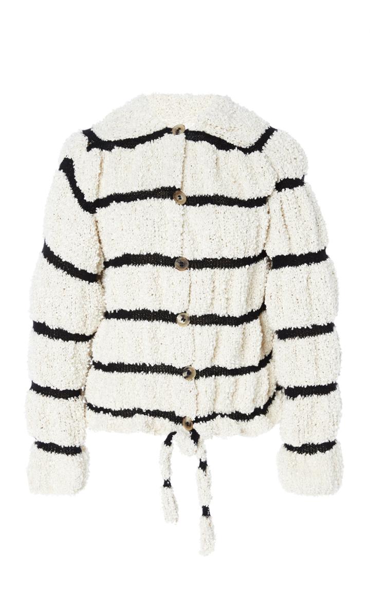 Moda Operandi Tuinch Striped Silk Boucl Cardigan Sweater Size: M