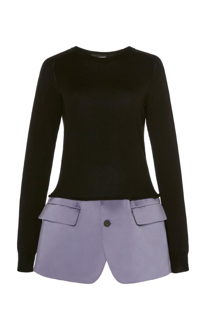 Moda Operandi Haider Ackermann Blazer-paneled Knit Wool Sweater Size: 34