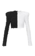 Moda Operandi Balmain Two-tone Tweed Cropped Top Size: 34