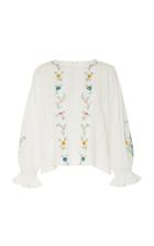 Loveshackfancy Stevie Floral-embroidered Cotton Top