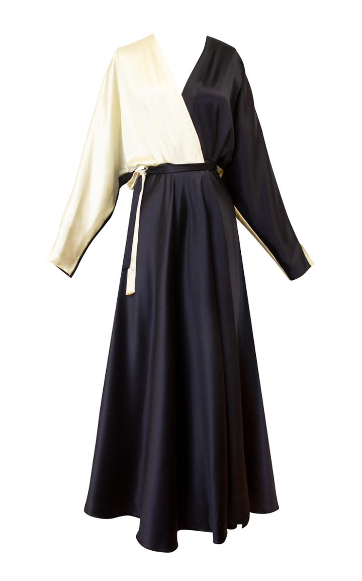 Alejandra Alonso Rojas Two-tone Satin Wrap Dress