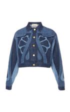 Moda Operandi Alberta Ferretti Denim Patchwork Cropped Jacket Size: 36