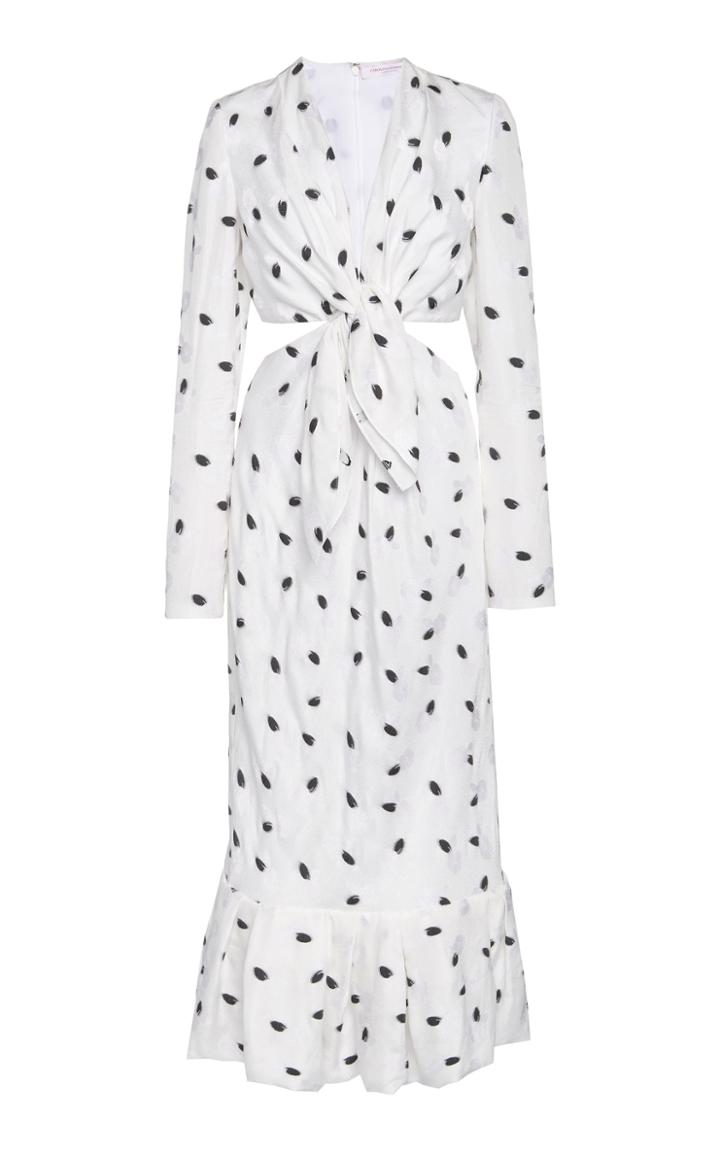 Carolina Herrera Cutout Printed Crepe Midi Dress