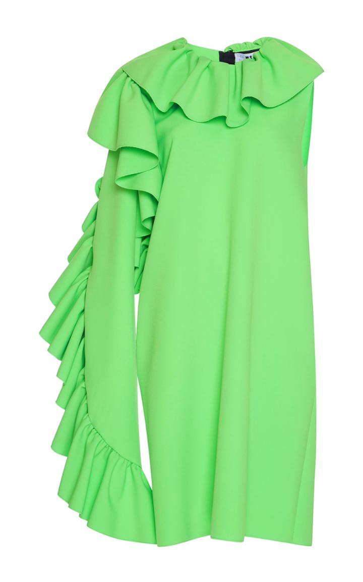 Msgm One Shoulder Ruffled Crepe Dress