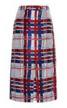 Stella Jean Pleated Plaid Midi Skirt