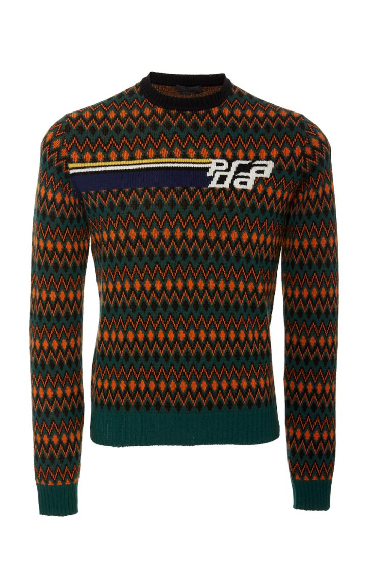 Prada Patterned Wool And Cashmere-blend Sweater