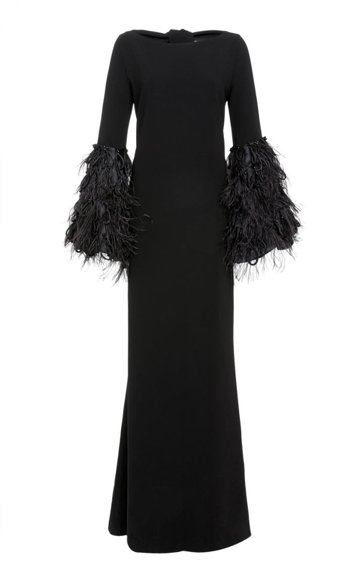 Leal Daccarett Noor Feather Sleeve Dress