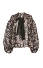 Giambattista Valli Floral Print Pussy Bow Chiffon Blouse