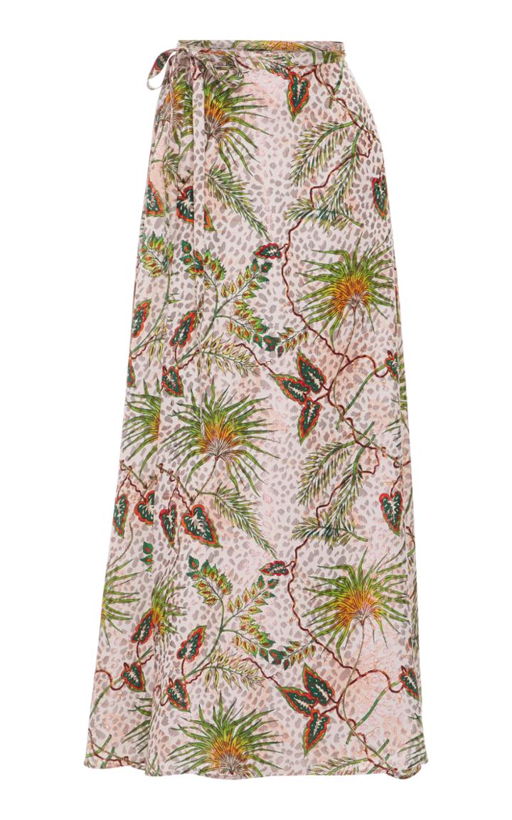 Adriana Iglesias Bay Printed Silk-blend Midi Skirt