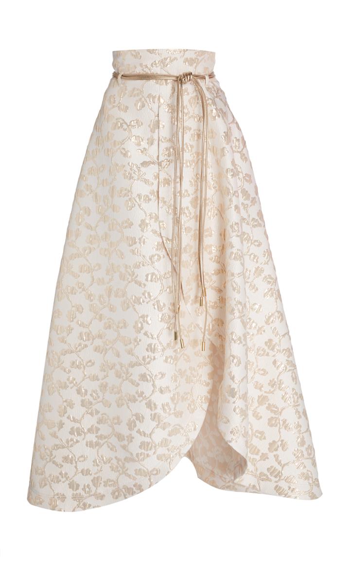 Pascal Millet Brocade Petal Skirt With Belt