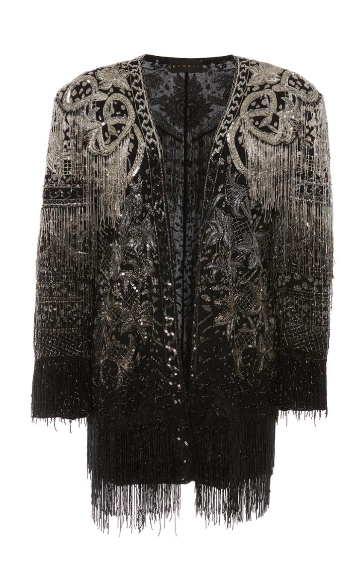 Dundas Georgette Jacket With Beaded Fringe