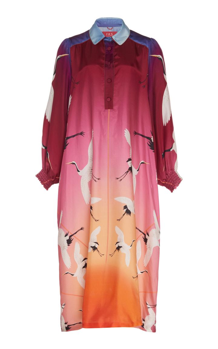 For Restless Sleepers Sterope Printed Satin Midi Dress