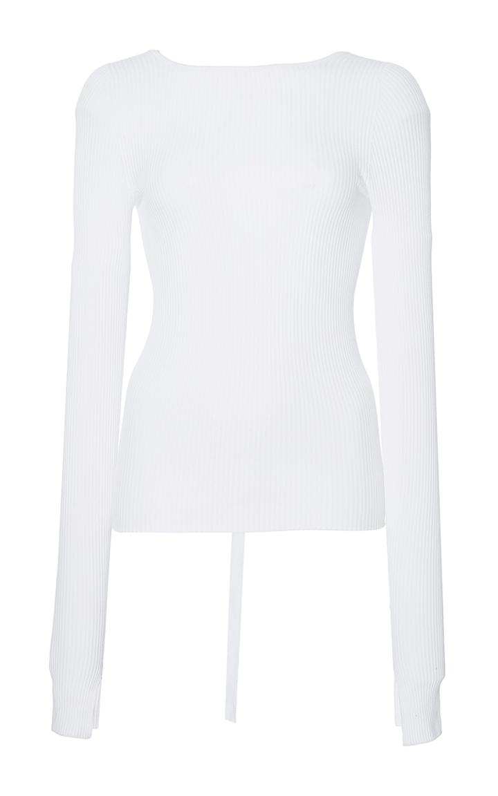 Tibi White Scooped Back Pullover