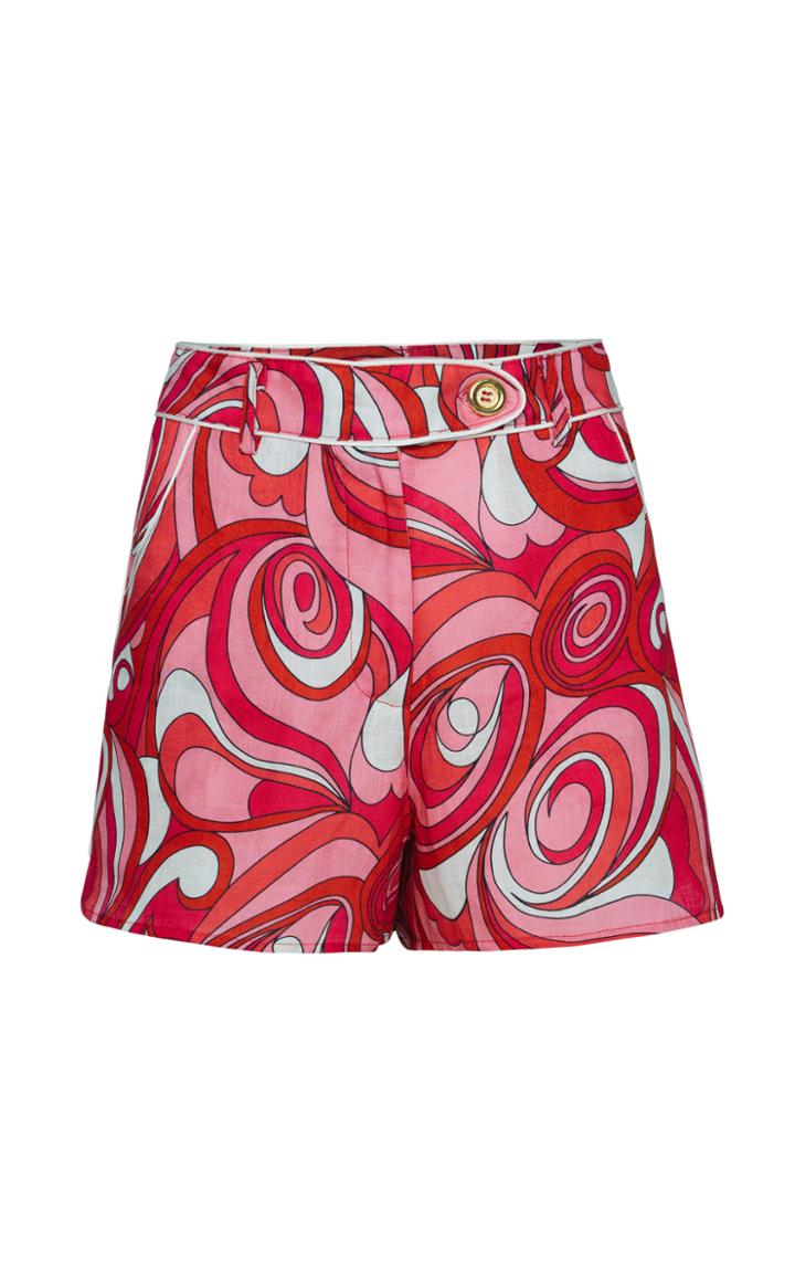 Moda Operandi Cin Cin Retro Wavy Linen Shorts