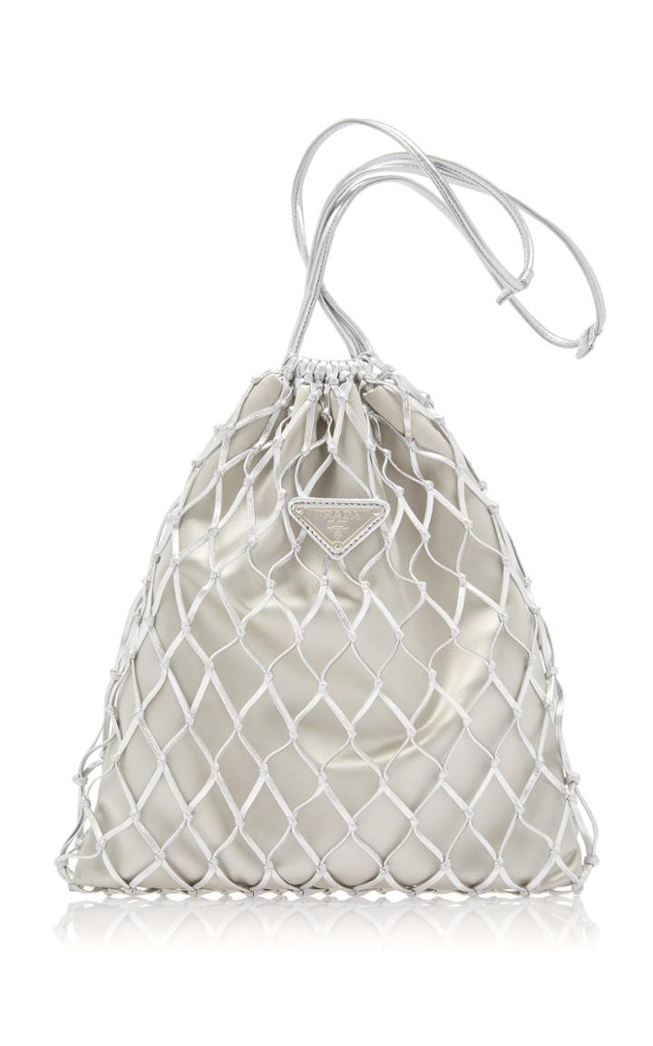 Prada Metallic Mesh-satin Pouch
