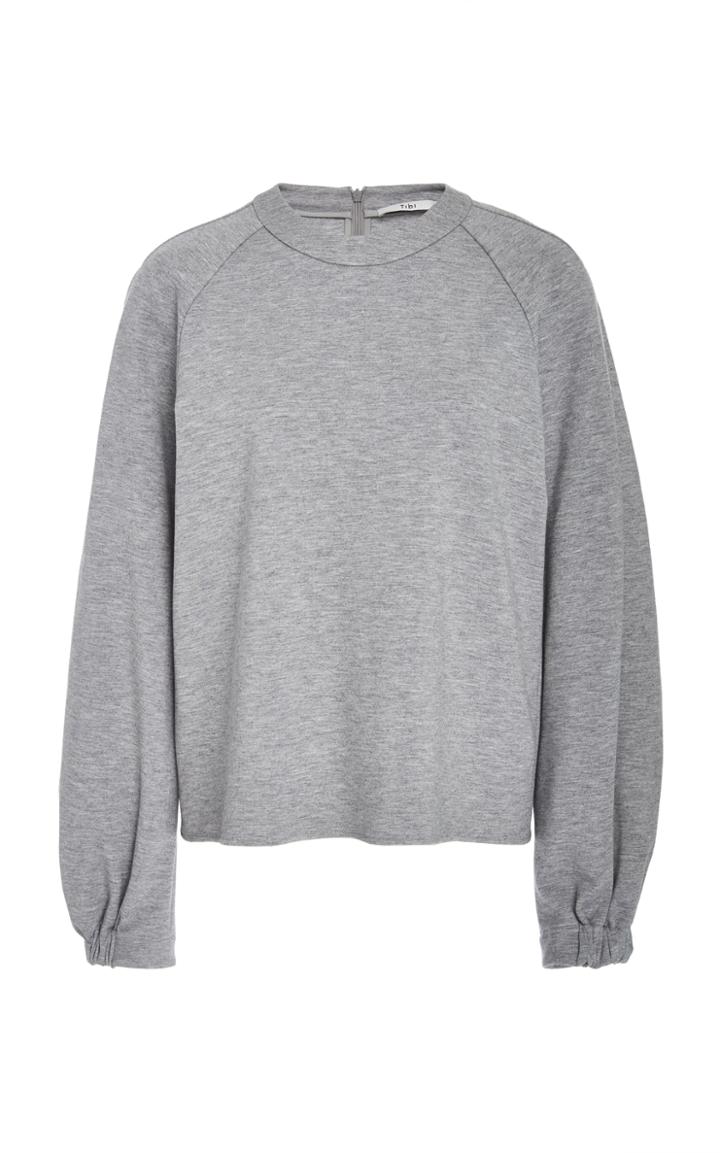 Tibi Raglan Shirred Sleeve Sweatshirt