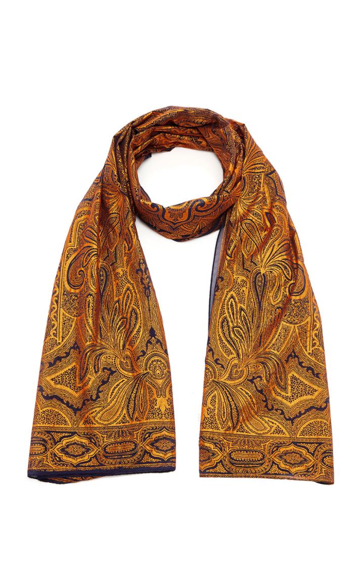 Etro Metallic Paisley Linen Scarf