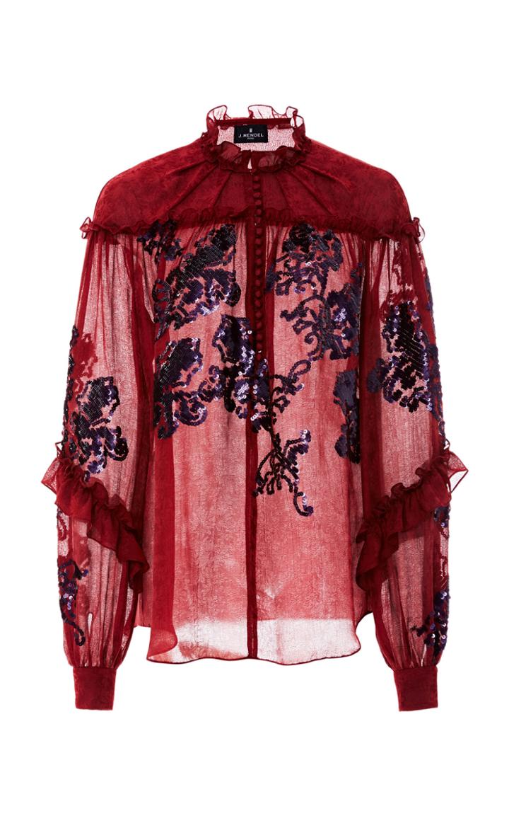 J. Mendel Sequin Embroidered Blouse