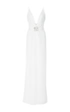 Carolina Herrera Brooch Center V Neck Gown