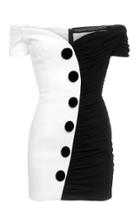 Moda Operandi Balmain Two-tone Ruched Crepe Off-the-shoulder Mini Dress