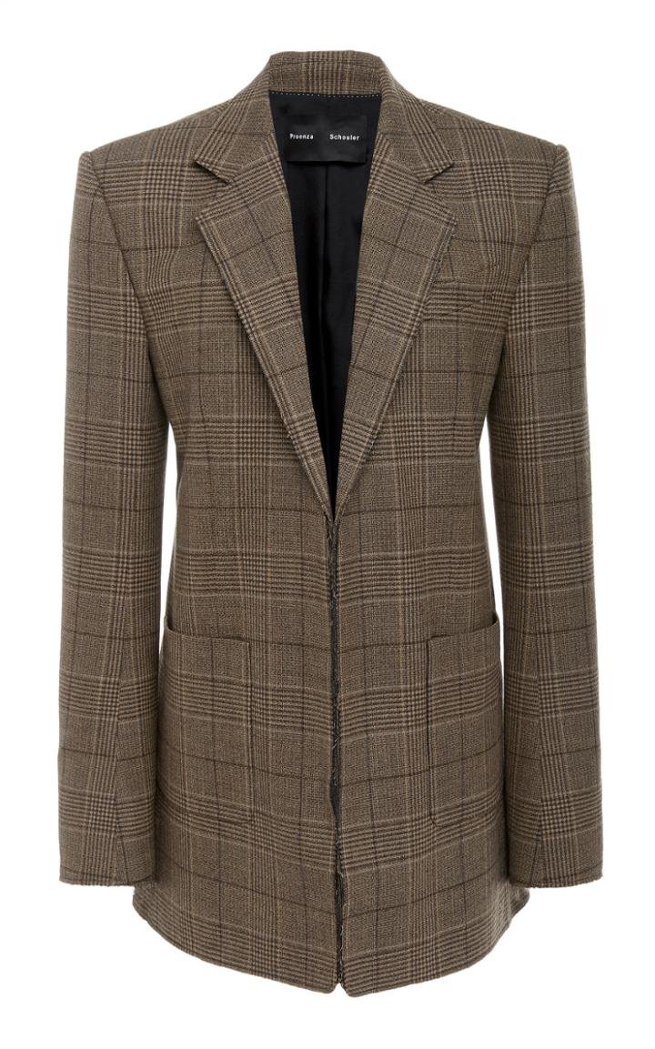 Proenza Schouler Plaid Notch Lapel Wool-blend Blazer