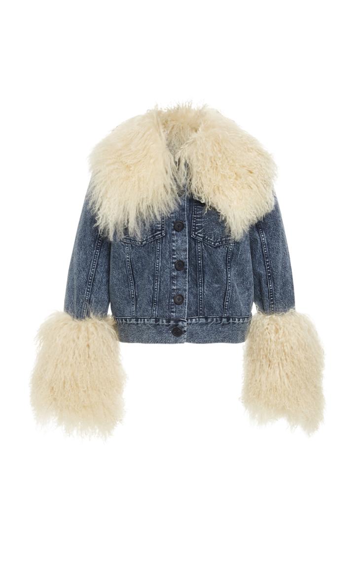 Sea Jocelyn Denim X Fur Fitted Jacket
