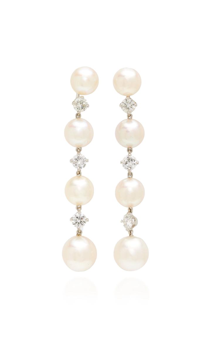 Nina Runsdorf One-of-a-kind Pearl And Diamond Drop Earrings