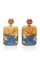 Silvia Furmanovich Marquetry Cherry Blossom Rectangular Earrings