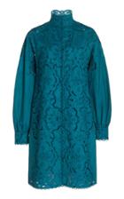 Moda Operandi Costarellos Ralice Lace-detailed Linen-cotton Midi Dress