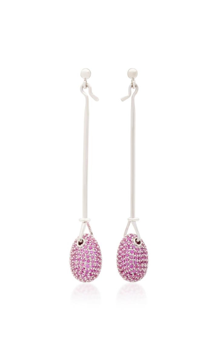 Georg Jensen Dew Drop Earrings With Pink Sapphire