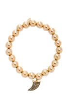 Sydney Evan 8mm Gold Bead Bracelet With Medium Diamond Horn Charm