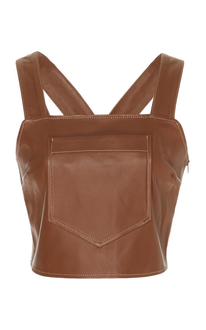 Moda Operandi Staud Bee Pocket-detailed Leather Crop Top Size: 00