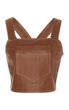 Moda Operandi Staud Bee Pocket-detailed Leather Crop Top Size: 00
