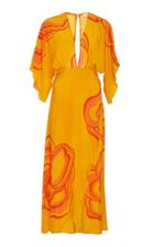 Jaline Kelly Open-back Printed Silk Maxi Dress