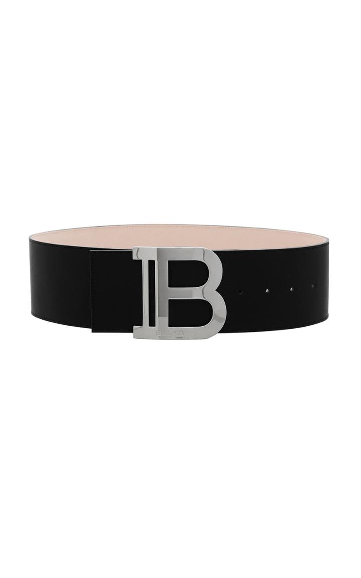 Moda Operandi Balmain Signature Leather Wide B-belt Size: S