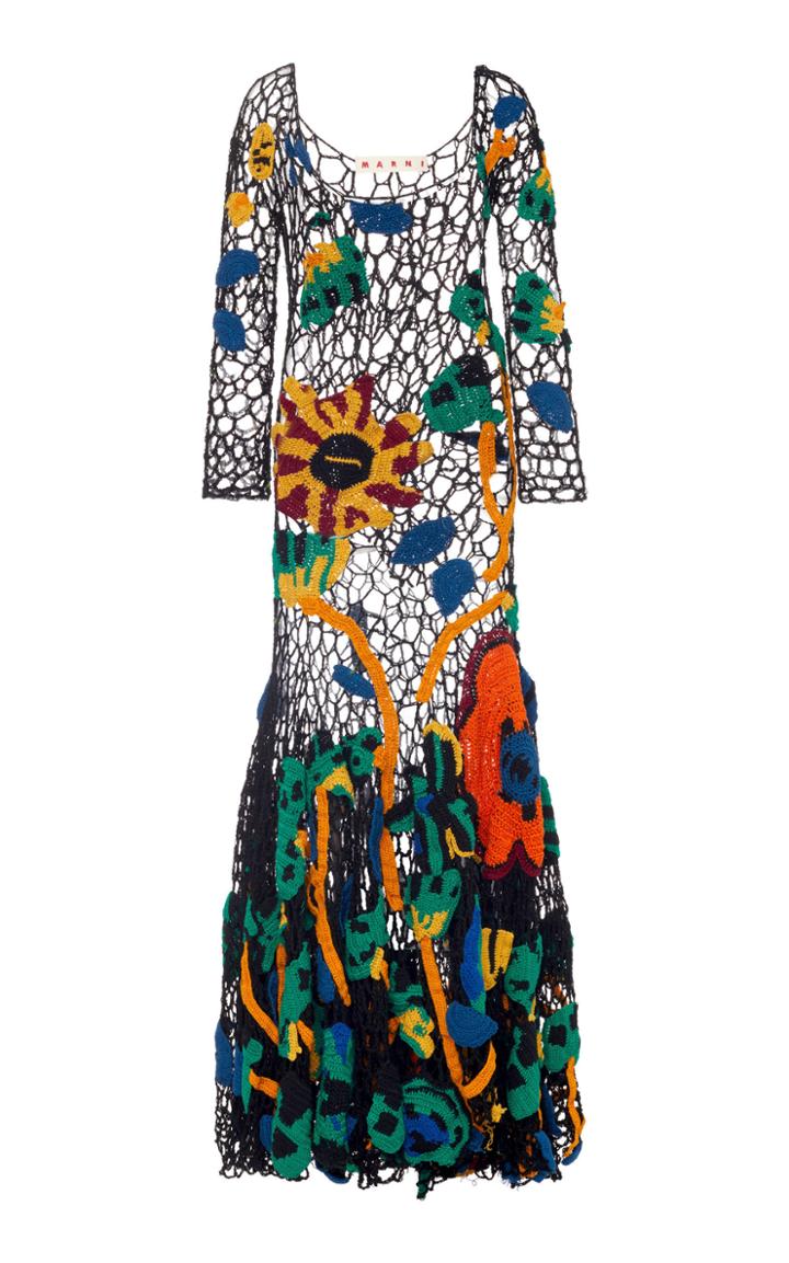 Moda Operandi Marni Floral-crochet Cotton Open-knit Maxi Dress Size: 36
